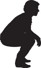 vector; silhouette of a side view of squatting woman