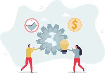 teamwork and profit making idea.work concept. character life .