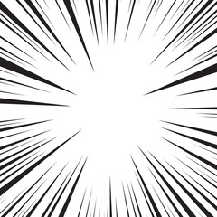 Obraz premium Manga comic explosion, motion or movement effect, vector background. Manga anime cartoon radial speed lines and abstract pattern for comic book burst, flash ray or explode bang action