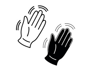 Simple Black and White Clapping Hands Icon, graphic illustration of two hands clapping, hand clap, applause, celebration, recognition, icon, graphic, vector, illustration, simple, flat design, black a