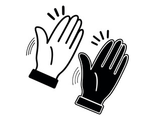 Simple Black and White Clapping Hands Icon, graphic illustration of two hands clapping, hand clap, applause, celebration, recognition, icon, graphic, vector, illustration, simple, flat design, black a