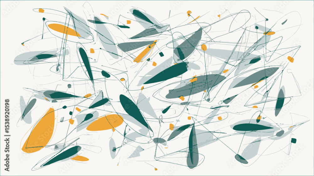 Poster abstract forms interweave subtly across minimal composition scene detail