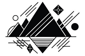 Abstract grayscale geometric brush stroke design