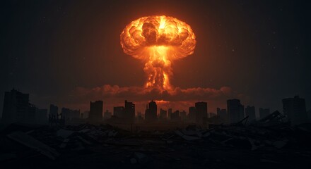 Apocalyptic Cityscape Nuclear Explosion Devastation
