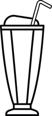 milkshake glass icon line art vector illustration on transparent background	
