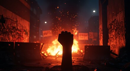 Fiery Protest A Fist of Defiance Rises from the Ashes