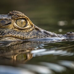 Close-Up of Crocodile Eye Above Water &ndash; Wildlife Photography at Its Finest