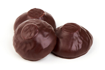 Chocolate Marshmallow Candy Isolated on White