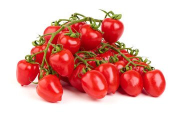 Tomatoes on Vine, Red Roma, Isolated.