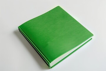 High Quality Picture of Top View Green Notebook with White Background