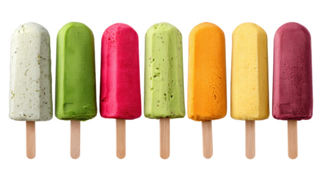 Isolated colorful popsicle transparent background with vibrant fruity flavors and refreshing