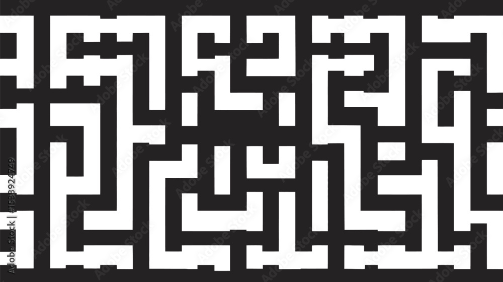 Poster abstract maze pattern creates complexity in monochrome background layout