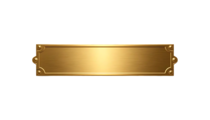 Golden Metal Nameplate Blank Rectangular Shiny Brushed Gold Texture