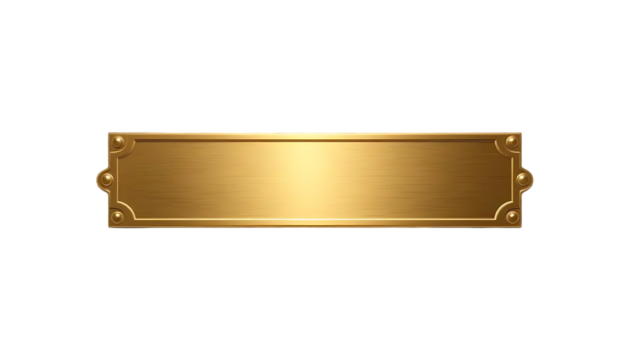 Golden Metal Nameplate Blank Rectangular Shiny Brushed Gold Texture