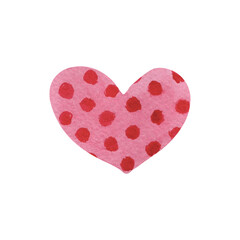 Watercolor textured pink polka dot heart hand painted wet effect