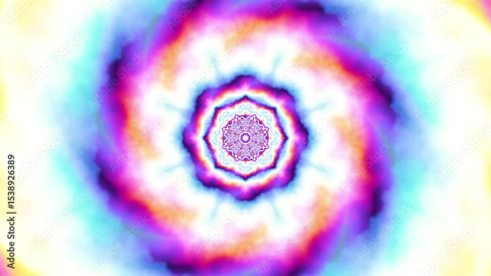 Poster 3d kaleidoscope mandala abstract background of trippy art psychedelic trance to open third eye with 