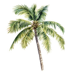 A Coconut Tree, watercolor vector, isolated on a white background.