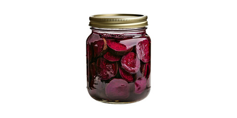 Jar Of Pickled Beets. Preserved Vegetables For Culinary And Health Benefits Isolated On Transparent Background