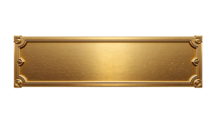 Golden Metal Rectangular Nameplate Brushed Gold Texture Ornate Frame