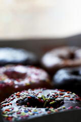A top down view of multiple donuts.