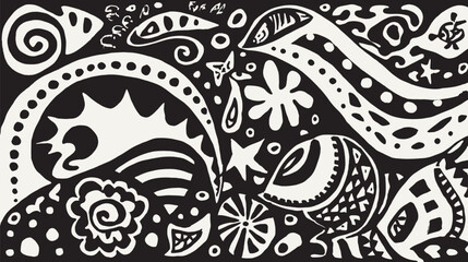 Abstract shapes interweave monochrome background texture creating pattern