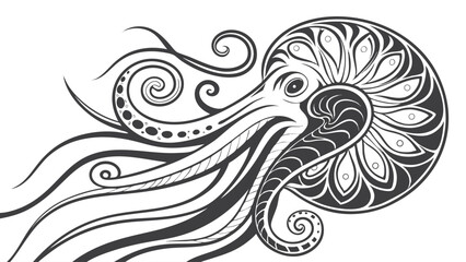 Fototapeta premium Abstract swirling black and white monochrome psychedelic design