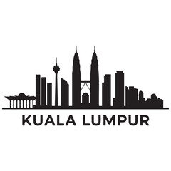 Kuala Lumpur skyline horizontal banner. Kuala Lumpur, Malaysia. Vector template for your design. Vector illustration. Vector black silhouette. with white background