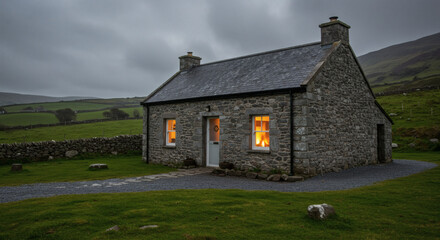 Fototapeta premium Charming Stone Cottage Picturesque Buildings and Architecture Photography