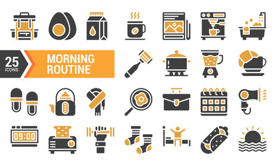 25 Morning Routine Icons for Your Design Project.