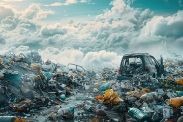 Detailed Color Picture of Garbage Pollution Global Warming Recycle