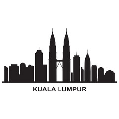 Fototapeta premium Kuala Lumpur skyline horizontal banner. Kuala Lumpur, Malaysia. Vector template for your design. Vector illustration. Vector black silhouette. with white background