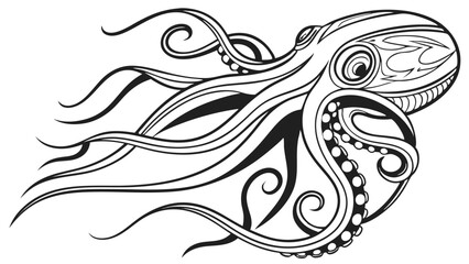 Abstract swirling black and white monochrome psychedelic design