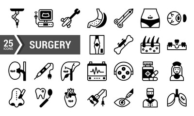 25 Surgery Icons for Medical Websites and Apps.