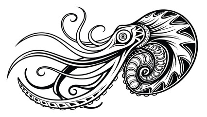 Abstract swirling black and white monochrome psychedelic design