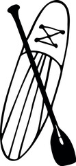 Illustration of stand up paddle board with paddle vector illustration for water sport and summer activity design element vector