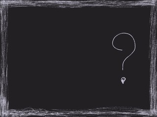 white frame with black background and question mark
