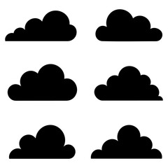 Cloud icons. Black cloud icons isolated on white background. Vector illustration.