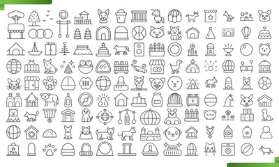 Comprehensive Pet Icon Set for Animal Care and Accessories