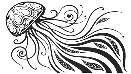 Abstract swirling black and white monochrome psychedelic design