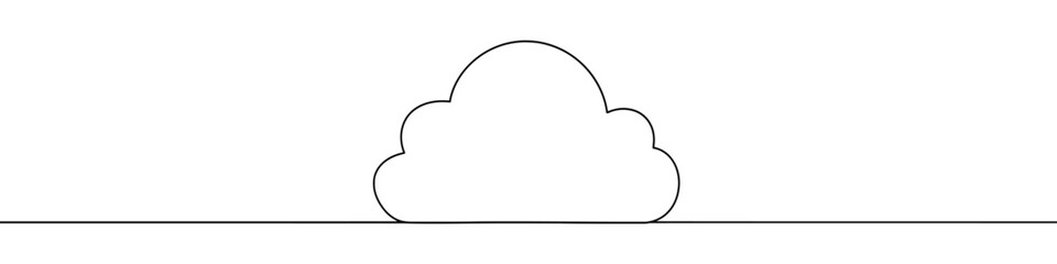 Cloud icon drawn with one line. Black outline of a cloud made with a single continuous line. Vector illustration