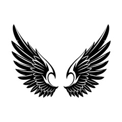 Obraz premium Wings icon. Black wings icons isolated on white background. Vector illustration.