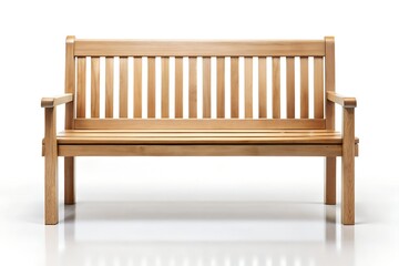 Minimal Wooden Bench Isolated on White Background
