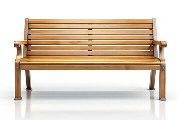 Minimal Wooden Bench Isolated on White Background