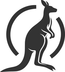 Cute animal kangaroo vector silhouette drawing