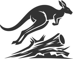 Cute animal kangaroo vector silhouette drawing