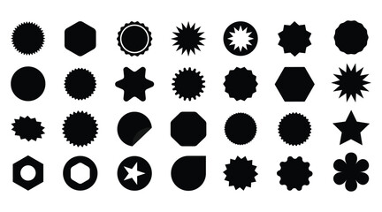 "Vector Set of Black Badge and Label Silhouettes for Branding and Design"