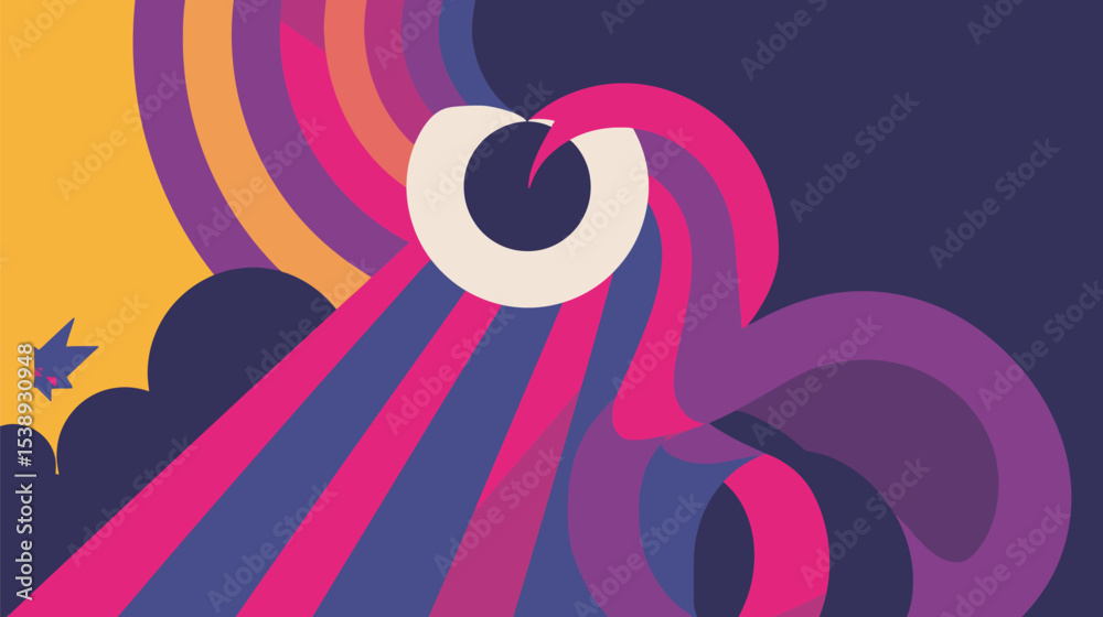 Poster abstract shapes flow dynamically above dark forms design