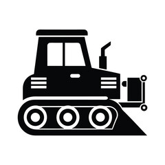Heavy Equipment Bulldozer Digger Black Silhouette Icon