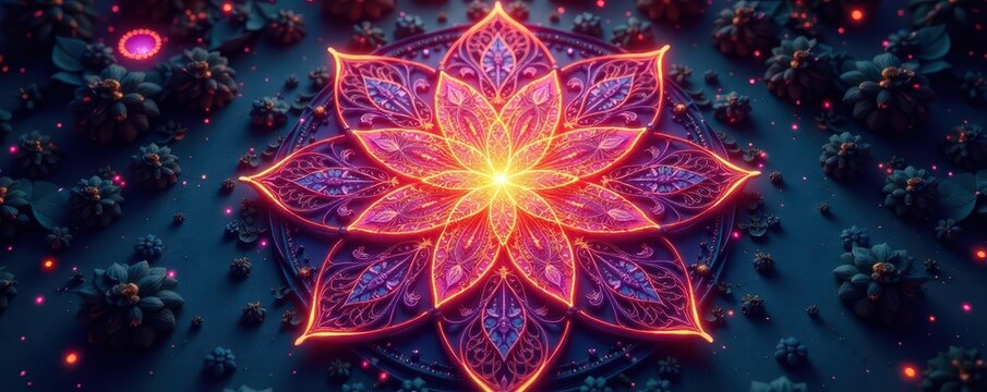 Intricate Flower of Life geometric pattern, sacred geometry design , creation, balance - Powered by Adobe