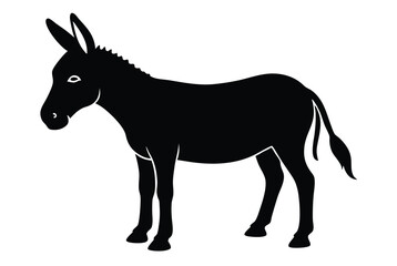 Fototapeta premium Donkey silhouette cartoon vector art playful animal drawing, Donkey cartoon silhouette vector illustration